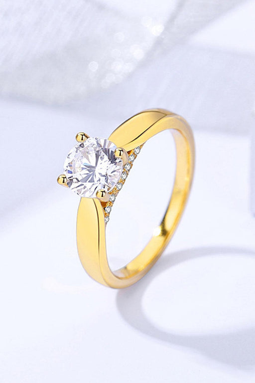 Sophisticated Sterling Silver Moissanite Ring with Gold-Plated Zircon Accents