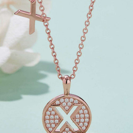 Timeless Glamour: Rose Gold Plated Sterling Silver Lab-Grown Diamond Pendant Necklace
