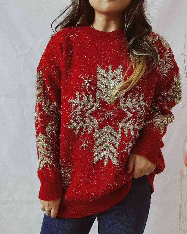 Cozy Snowflake Knit Sweater for Winter Wear