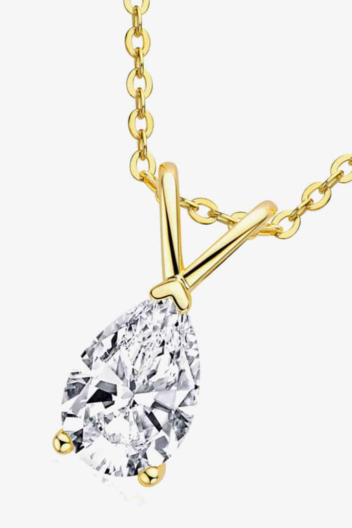 Exquisite Lab-Diamond Teardrop Pendant Necklace crafted in Sterling Silver