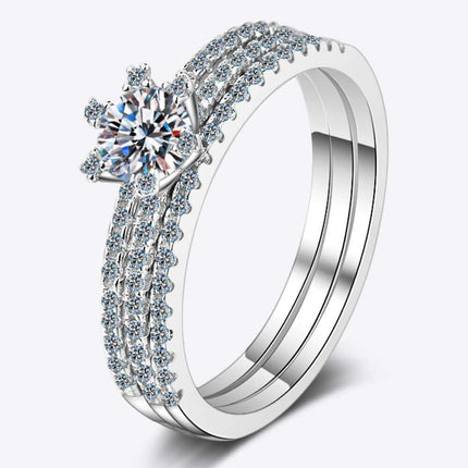 Sophisticated Moissanite and Zircon Embellished Lab-Created Diamond Silver Ring Collection