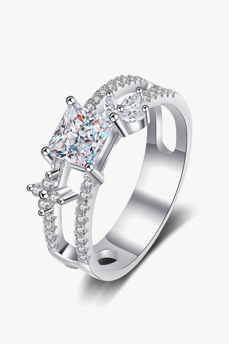 Opulent Dual Layer Moissanite Ring with Sparkling Zircon Highlights