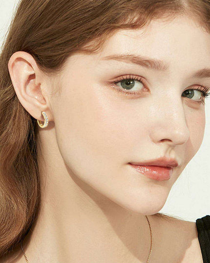 Personalized Sterling Silver Huggie Earrings with Sparkling Lab-Diamond Accents