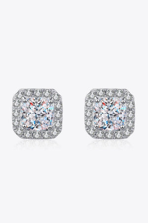925 Sterling Silver Inlaid 2 Carat Moissanite Square Stud Earrings-Trendsi-Silver-One Size-Très Elite