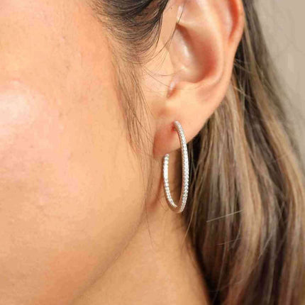Chic Moissanite-Studded Sterling Silver Hoop Earrings