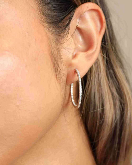 Chic Moissanite-Studded Sterling Silver Hoop Earrings