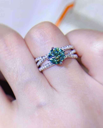 Stunning 1 Carat Moissanite Sterling Silver Ring with Zircon Details - Ultimate Luxury and Radiance