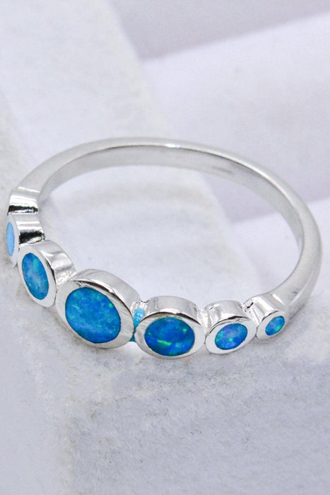 Opal Splendor: Handcrafted Sterling Silver Ring with Australian Opals