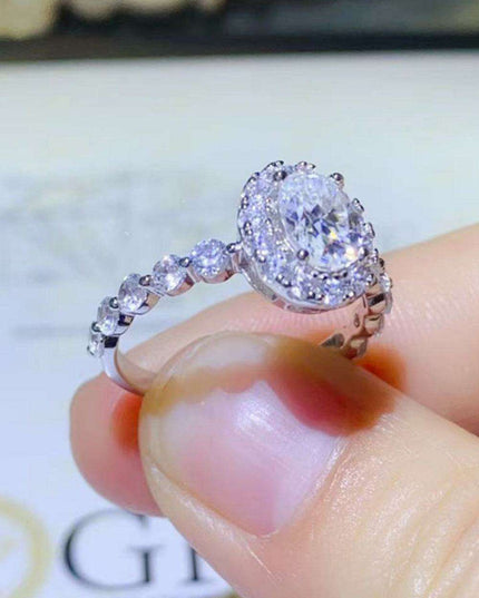 Radiant Halo 1 Carat Lab-Diamond Sterling Silver Ring - A Classic Touch of Luxury