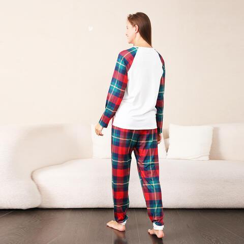Chic Tartan Trousers Ensemble with Printed Blouse