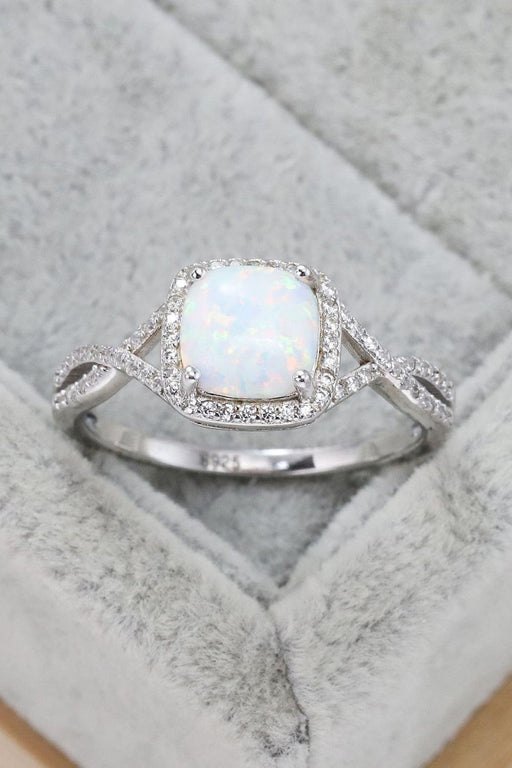 Opal Crisscross Ring with Elegant Accents