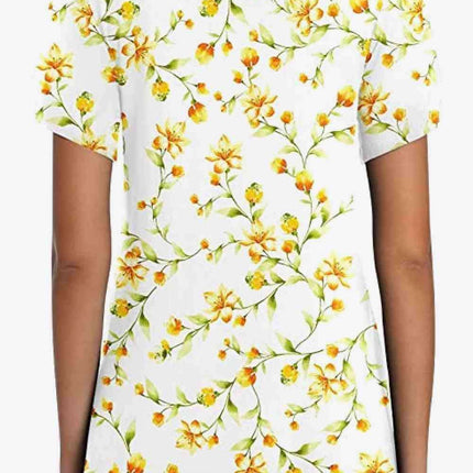Chic Floral V-Neck Top with Delightful Petal Sleeves