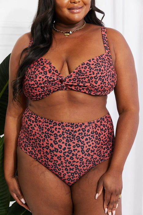 Sunny Twist Front High-Rise Bikini Set in Ochre by Marina West