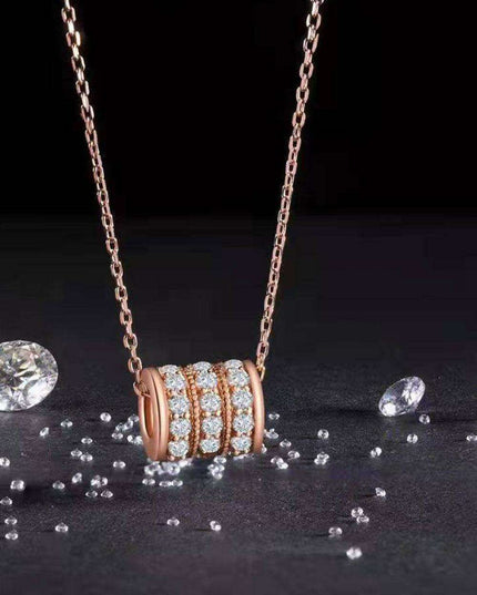 Elegant Moissanite Pendant Necklace with Platinum and Rose Gold Accents