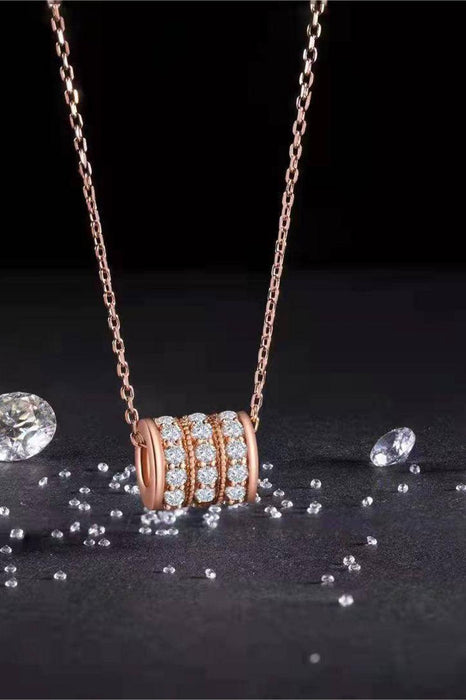 Luxurious Moissanite Necklace in Sterling Silver with Platinum and Rose Gold Finish