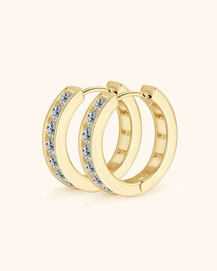 Personalized Sterling Silver Huggie Earrings with Sparkling Lab-Diamond Accents