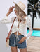 Elegant Drawstring V-Neck Long Sleeve Beach Cover-Up with Openwork