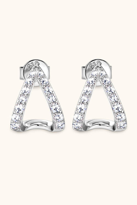 Elegant Lab-Diamond Sterling Silver Earrings with Platinum and Gold Plating