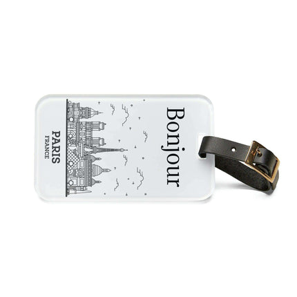 Elegant Personalized Acrylic Luggage Tag with Stylish Leather Strap for Discerning Travelers