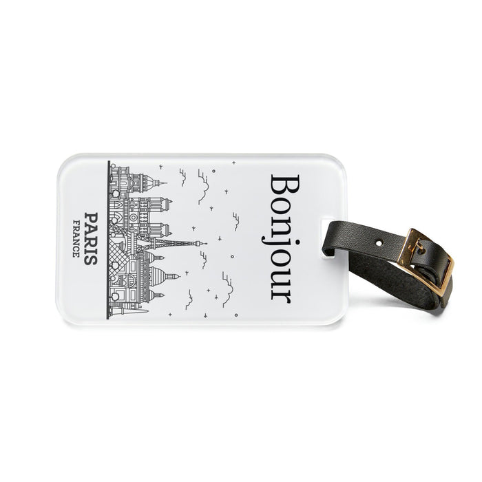 Parisian Elite Customizable Acrylic Luggage Tag with Leather Strap for Travelers