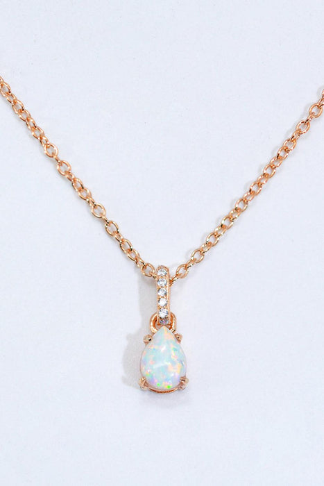 Opal Sparkle Pendant Necklace with Customizable Chain Length