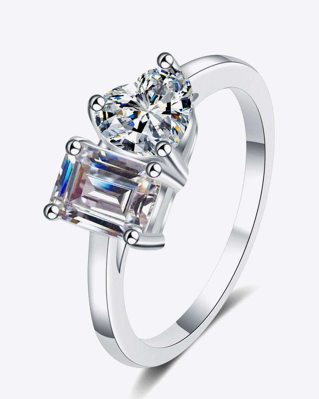 Timeless Love Heart Moissanite Ring in Sterling Silver - Radiant Elegance