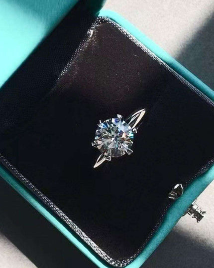 Timeless Radiance: 3 Carat Moissanite Sterling Silver Ring with Platinum Plating