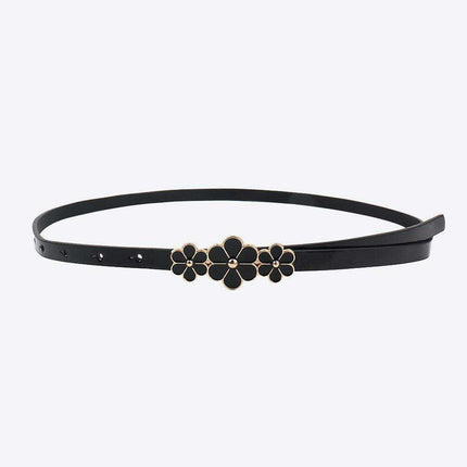 Chic Floral Accent Faux Leather Waist Belt