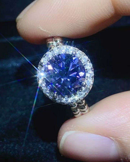 Modern Elegance Moissanite and Sterling Silver Geometric Ring Set