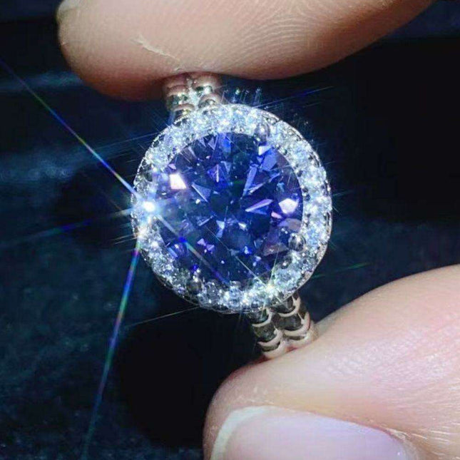 Modern Elegance Moissanite and Sterling Silver Geometric Ring Set