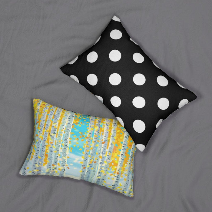 Black polka dot wrinkle-free Polyester Lumbar Pillow
