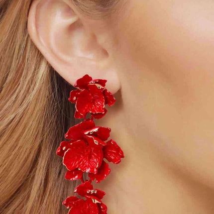 Chic Floral Zinc Alloy Dangle Earrings - Style Elevation