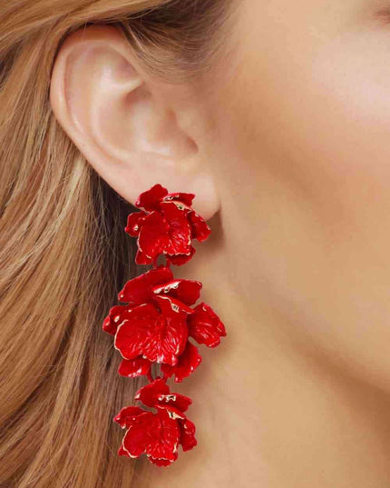 Chic Floral Zinc Alloy Dangle Earrings - Style Elevation