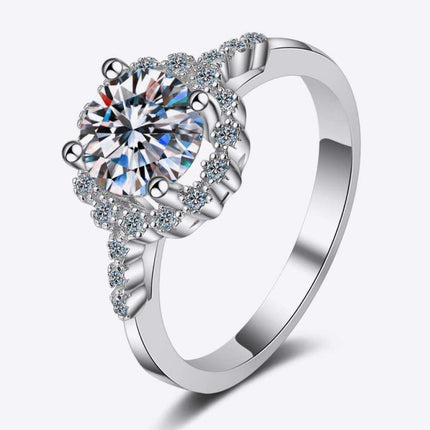 Elegant Halo Lab-Diamond and Zircon Accent Ring