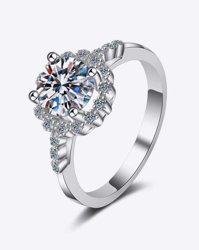Elegant Halo Lab-Diamond and Zircon Accent Ring