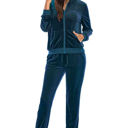 Ribbed Textured Hoodie and Jogger Set