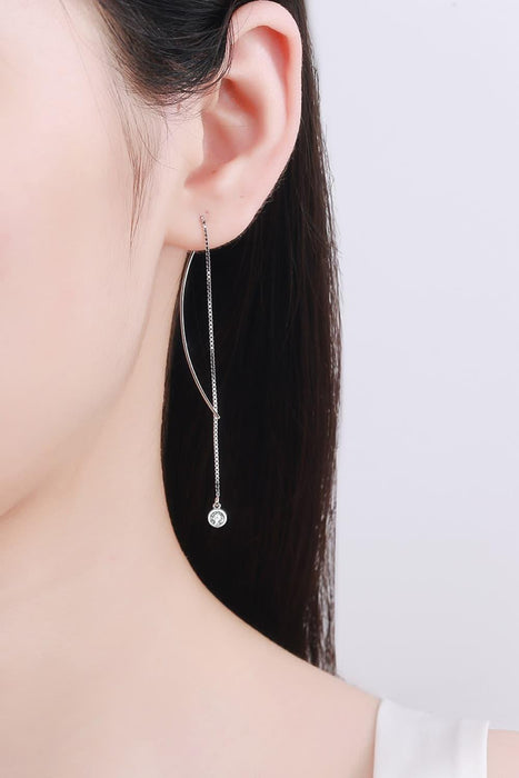 Effortless Elegance: Sterling Silver Threader Earrings with Moissanite Accent for Timeless Style