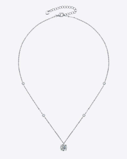 Elegant 2 Carat Moissanite Sterling Silver Necklace Set with Gift Box and Certification