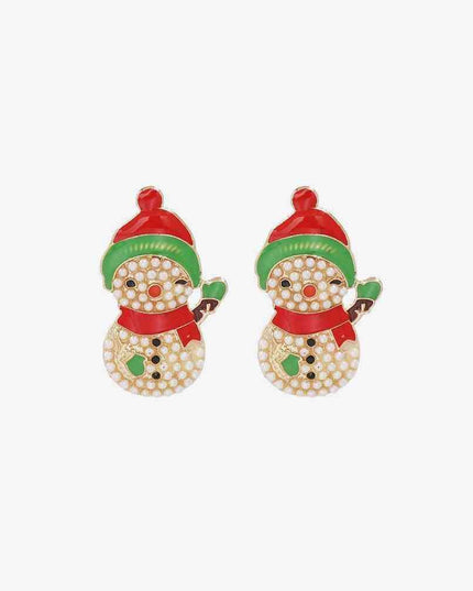 Sparkling Snowman Rhinestone Earrings - Enchanting Winter Holiday Accessory