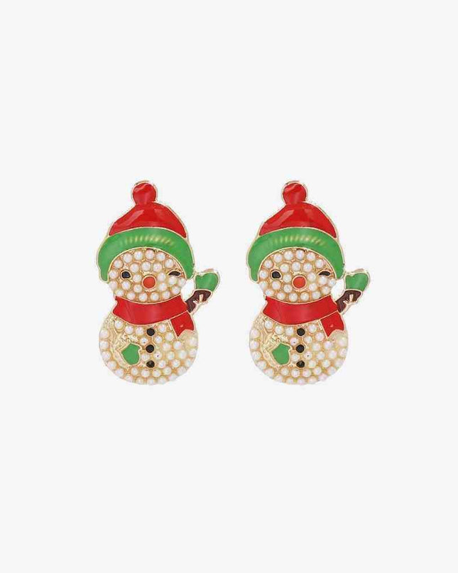 Sparkling Snowman Rhinestone Earrings - Enchanting Winter Holiday Accessory