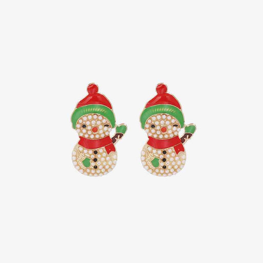 Frosty Snowman Rhinestone Earrings - Winter Wonderland Sparkle