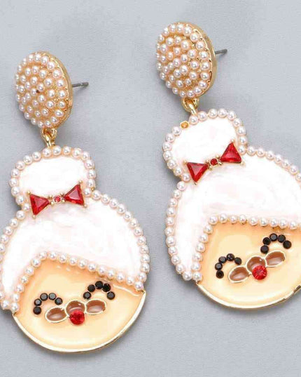 Sparkling Cheer: Mrs. Claus Rhinestone Statement Earrings for Holiday Glamour