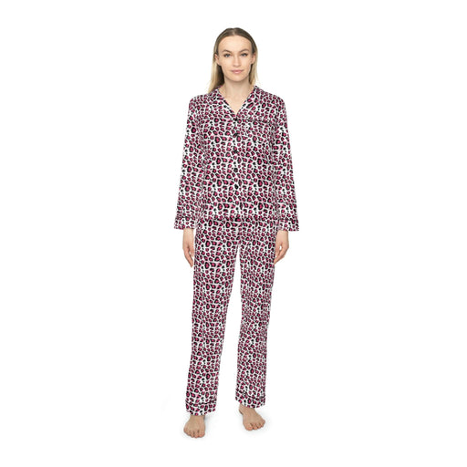 Customizable Leopard Print Women's Satin Pajama Set
