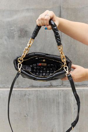 Nicole Lee USA Cassette Woven Satchel Crossbody Bag-Trendsi-Black-One Size-Très Elite