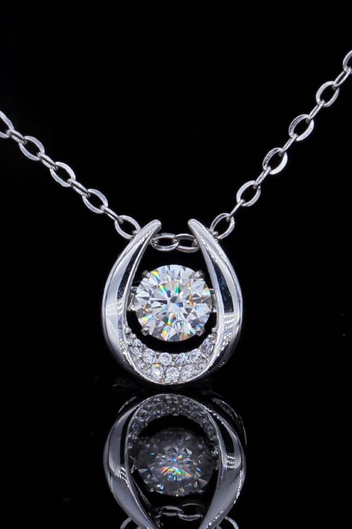 Elegant 0.5 Carat Moissanite Zircon Pendant Necklace in Sterling Silver with Platinum Finish