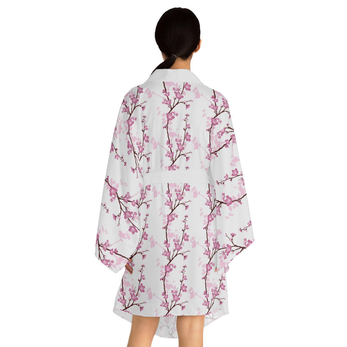 Japanese Floral Bell-Sleeve Kimono: Luxurious Robe with Customization Options