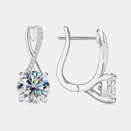 Exquisite 4 Carat Moissanite and Zircon Sterling Silver Earrings with Elegant Gold and Platinum Finish