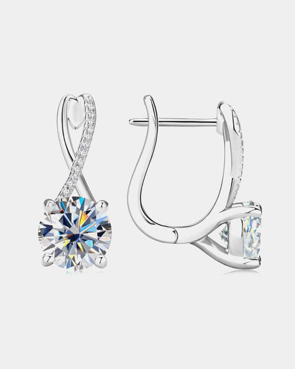 Exquisite 4 Carat Moissanite and Zircon Sterling Silver Earrings with Elegant Gold and Platinum Finish