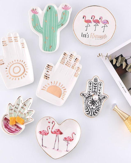 Floral Elegance Ceramic Jewelry Tray - Stylish Organizer for Your Accessories