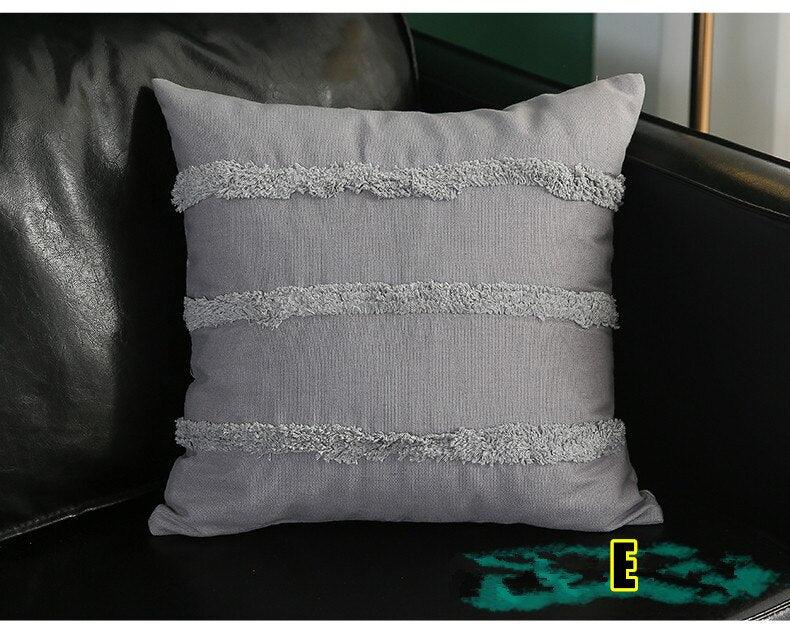 Yellow Grey Jacquard Embroidered Cotton Pillow Sham